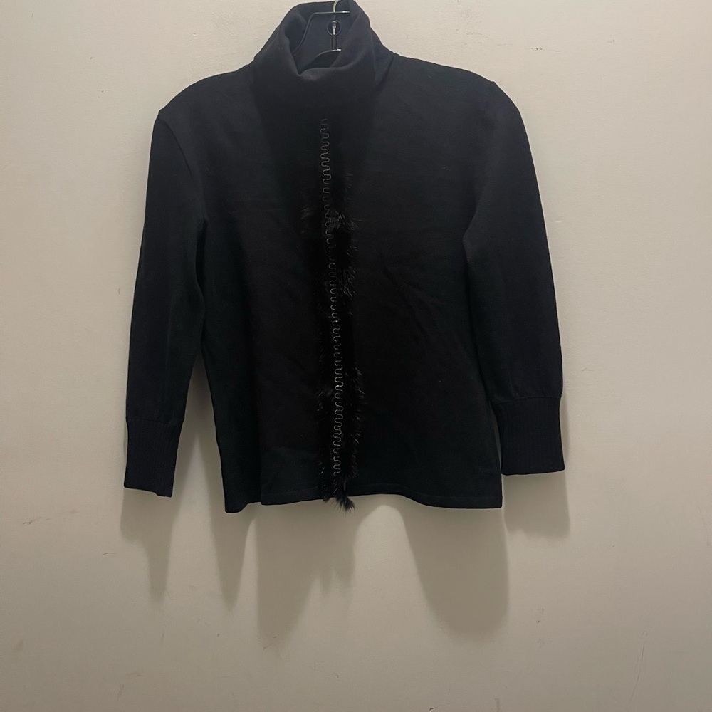 Versace Vintage Cashmere Blend Turtleneck Mink Trim